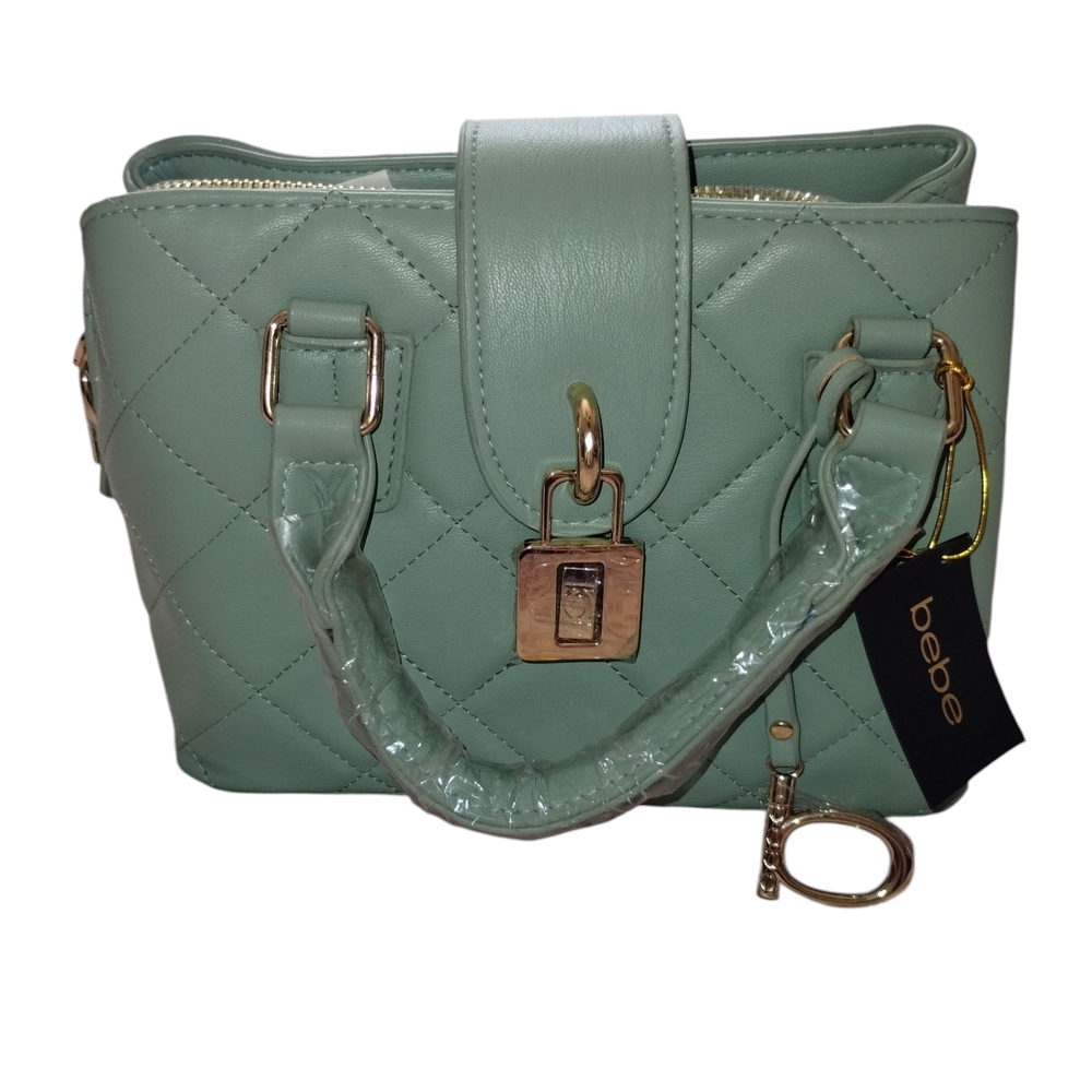 Bebe Light Green Quilted Satchel